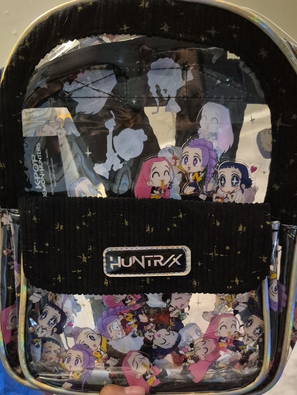 Clear Huntrix Backpack - Black with Multicolors